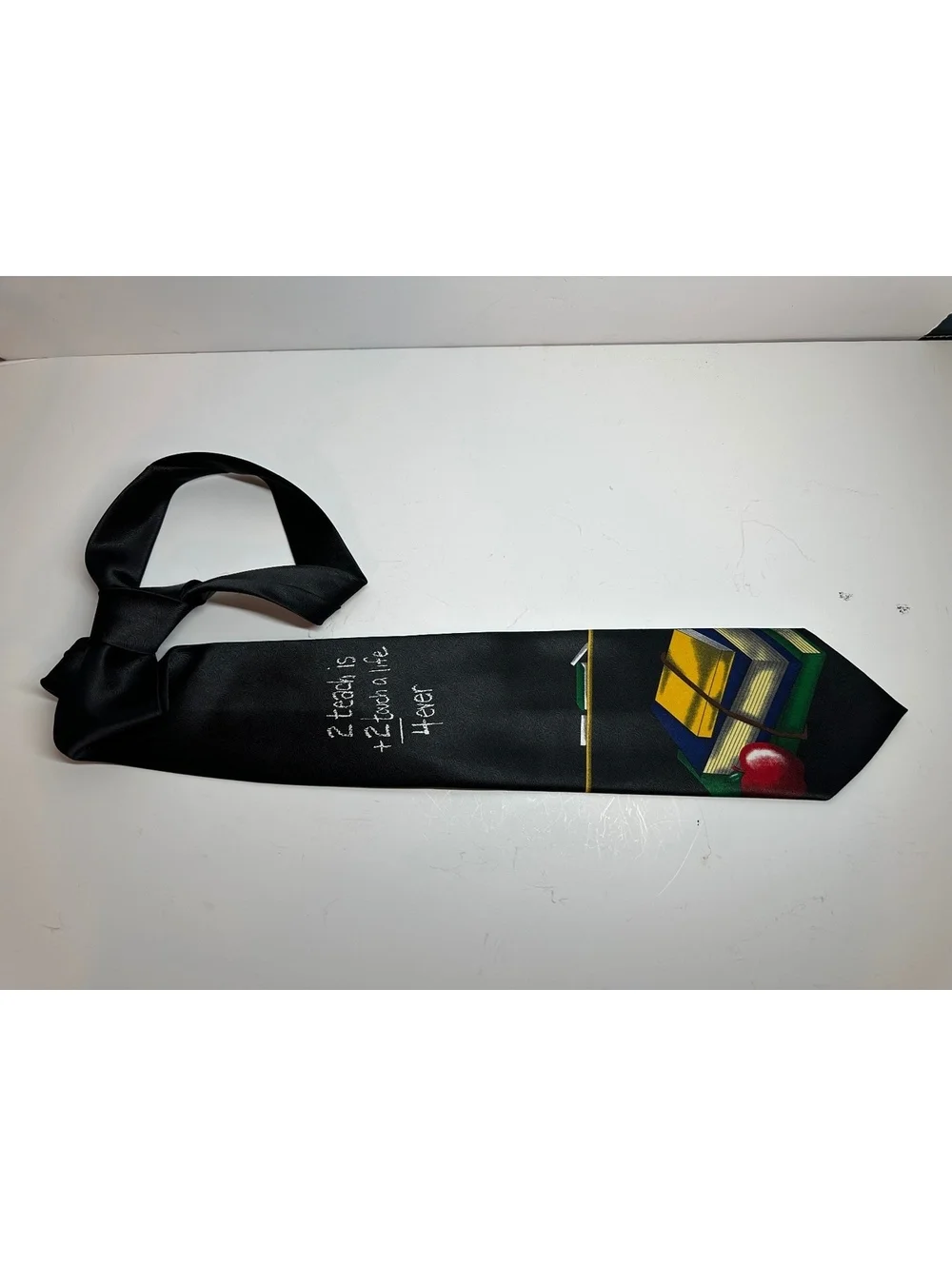 Vintage Ralph Marlin Teacher -Themed Novelty Collectible Black Necktie